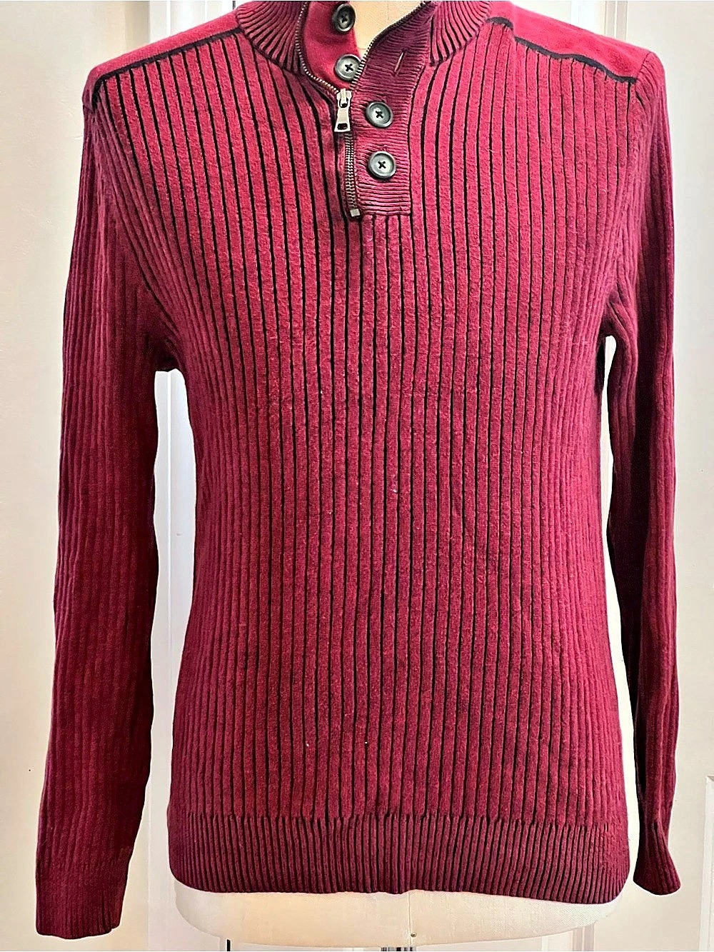 INC Ribbed Half-Zip Sweater Size Medium